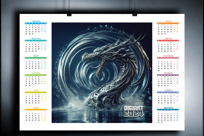 Разработаю любой календарь на 2024 с драконом и не только за 1 500 руб.,  исполнитель Дмитрий (DigiArt) – Kwork
