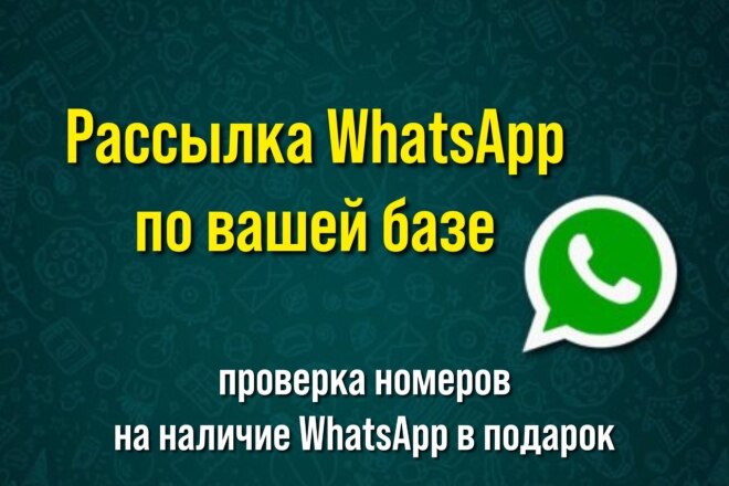 WhatsApp рассылка по вашей базе, проверка на наличие в подарок