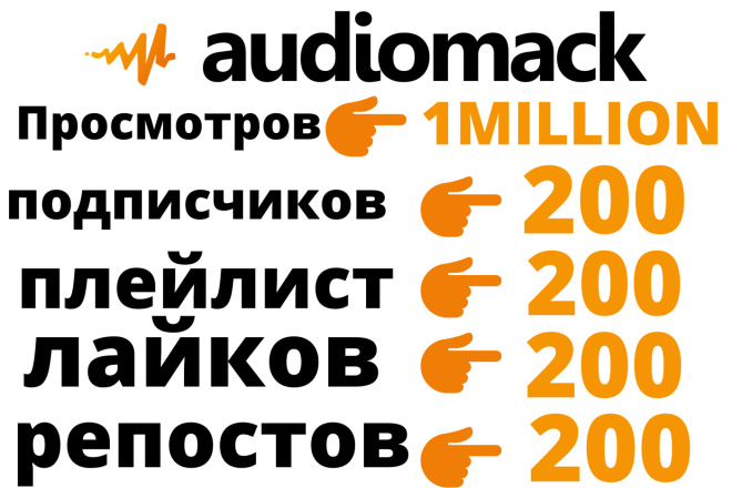 1 Million Audiomack , 200 Audiomack , 200 