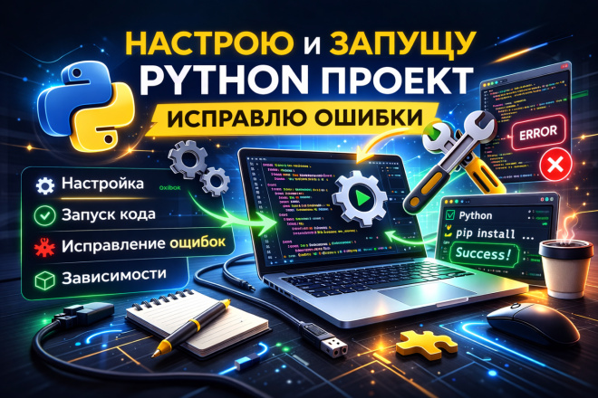 Настрою и запущу Python проект помогу с ошибками и зависимостями за 500 ...