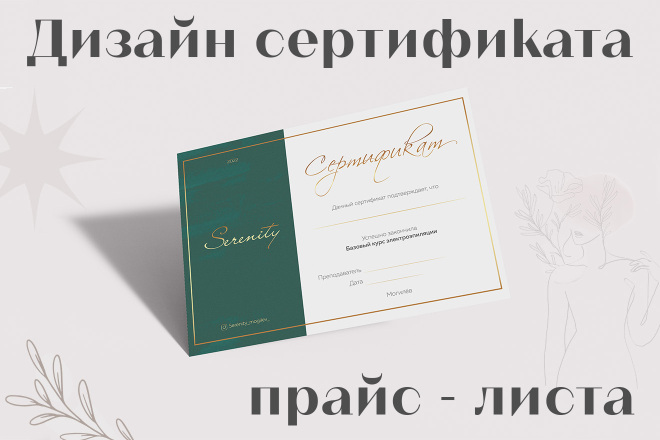 ﻿﻿Создание дизайна сертификата, ценника и абонемента всего за 1 500 рублей.